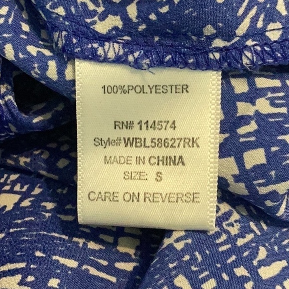 Pleione Top Size S Blue Sleeveless V-Neck Button Front - Picture 7 of 7